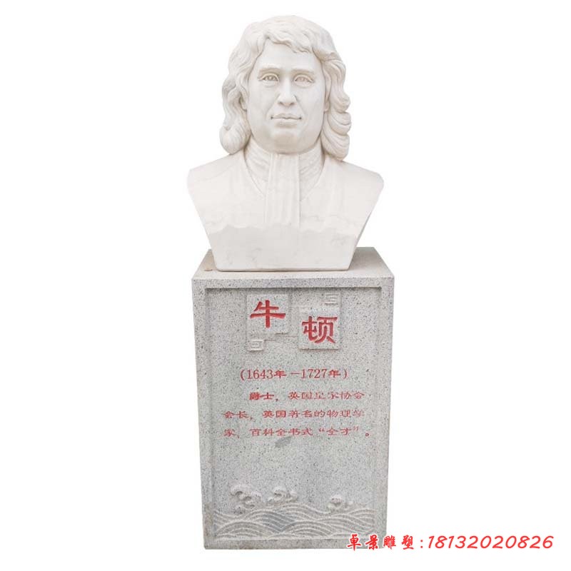 物理学家牛顿胸像石雕