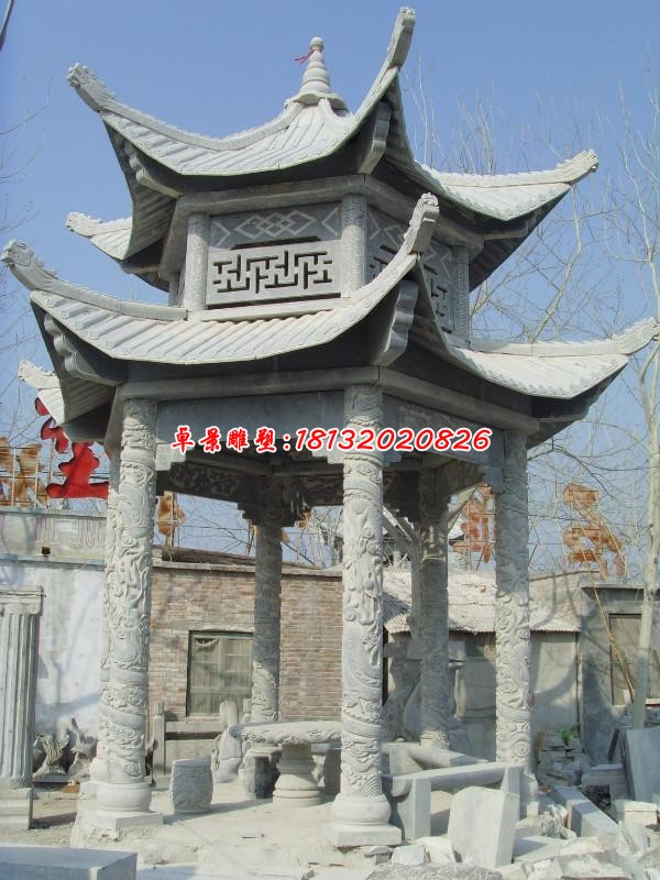 石雕寺庙景观凉亭