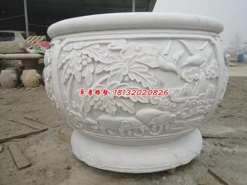 石浮雕创意景观花盆