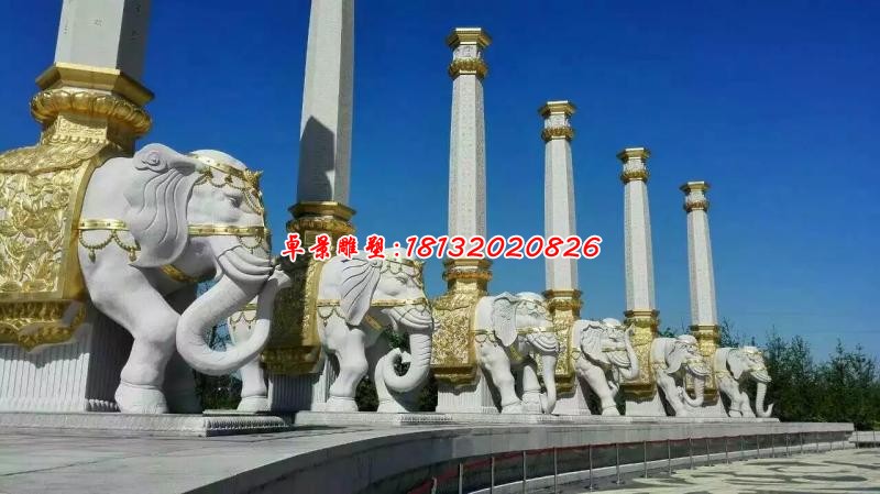 广场景观石桌石柱