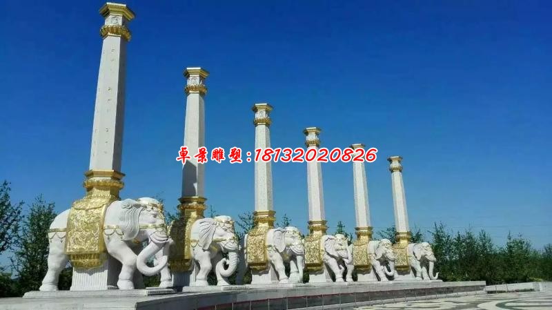 大象石柱雕塑