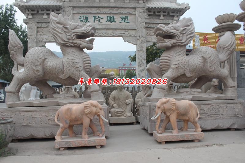 大型麒麟神兽石雕