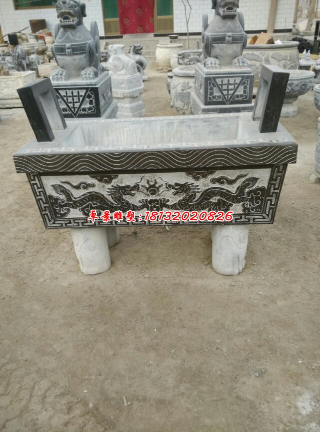 方形香炉寺庙石雕 