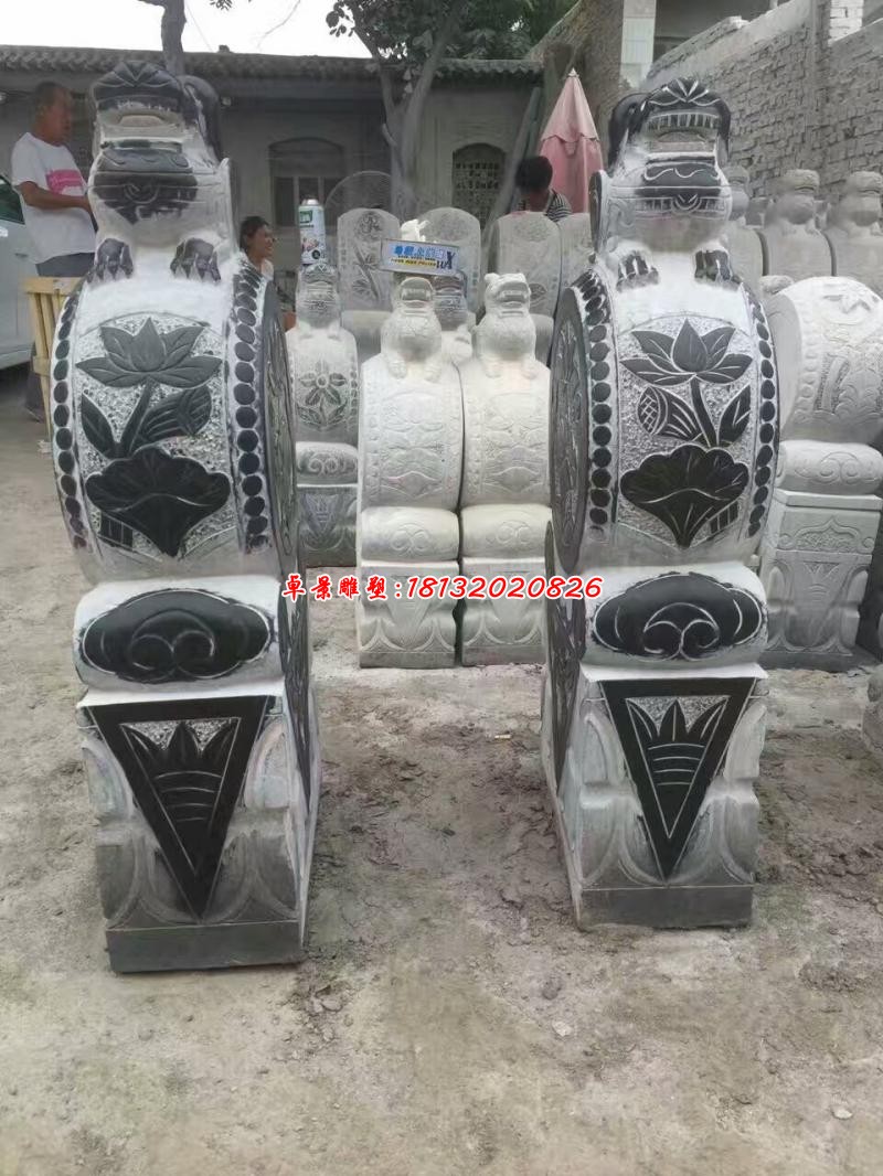 石雕荷花石门墩雕塑