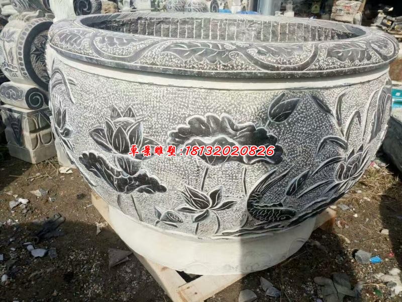 仿古石雕水缸雕塑 
