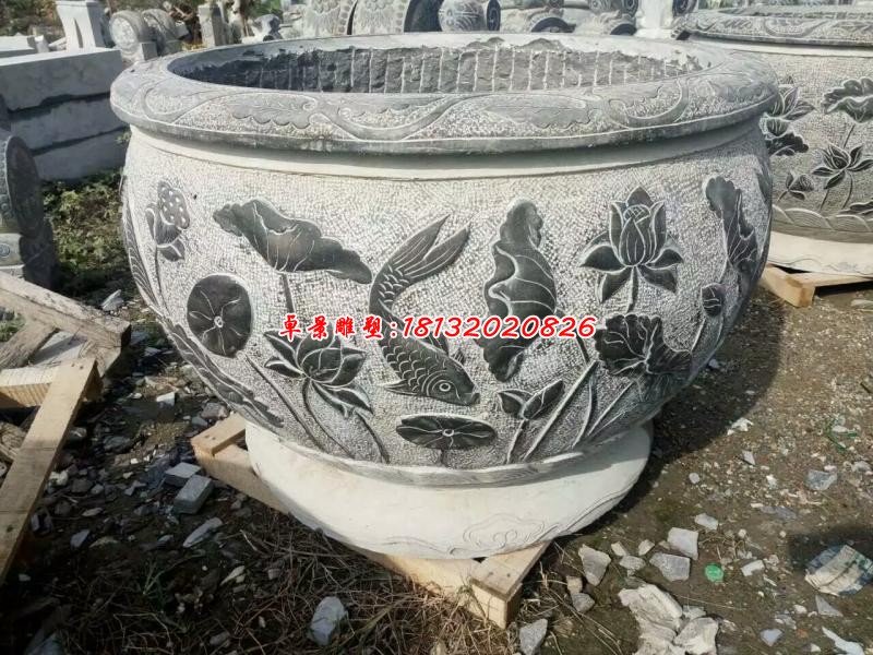 青石水缸雕塑 
