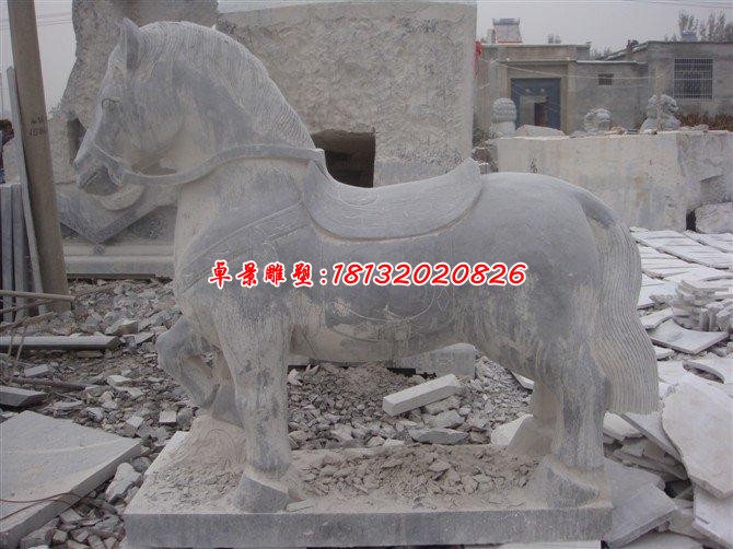 大理石广场石马雕塑 