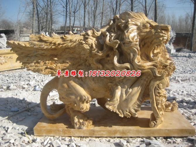 飞狮雕塑石雕 