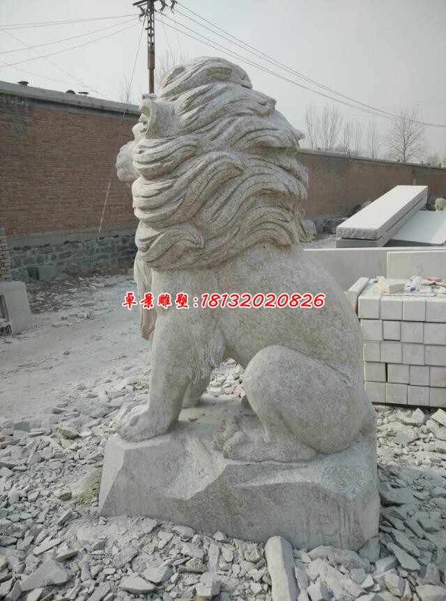 公园狮子动物石雕 