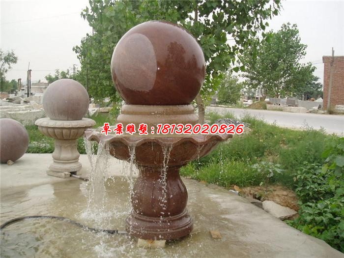 红色景观喷泉风水球
