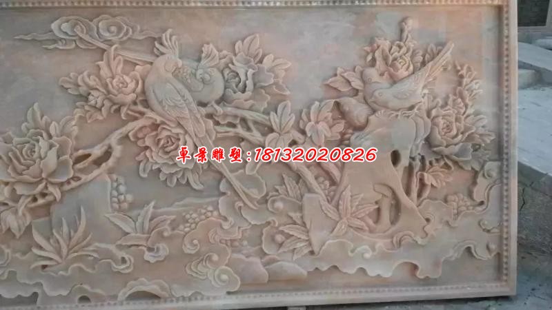 浮雕壁画花开富贵