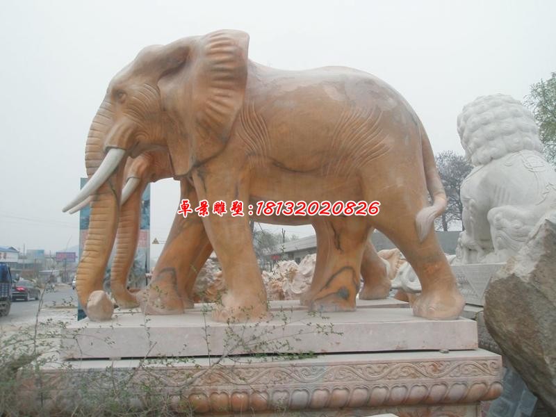 户外动物大象石雕