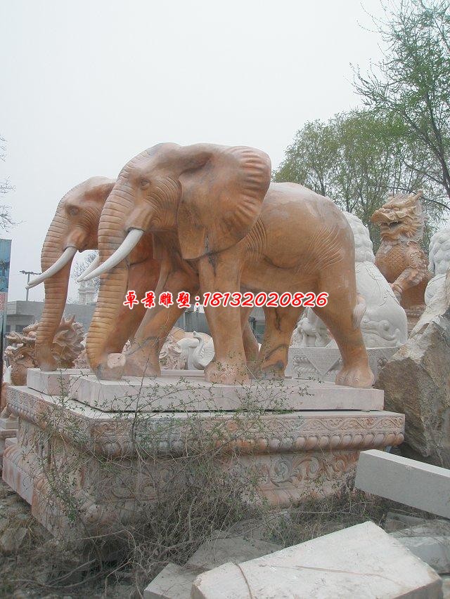 晚霞红公园大象