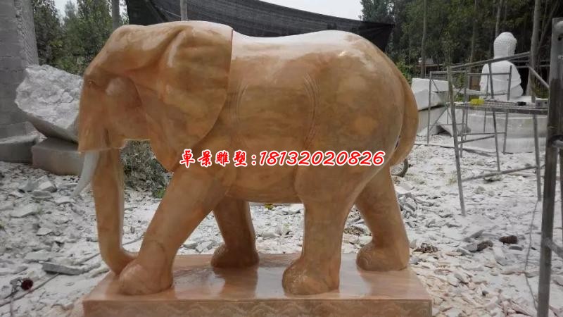 公园大象晚霞红