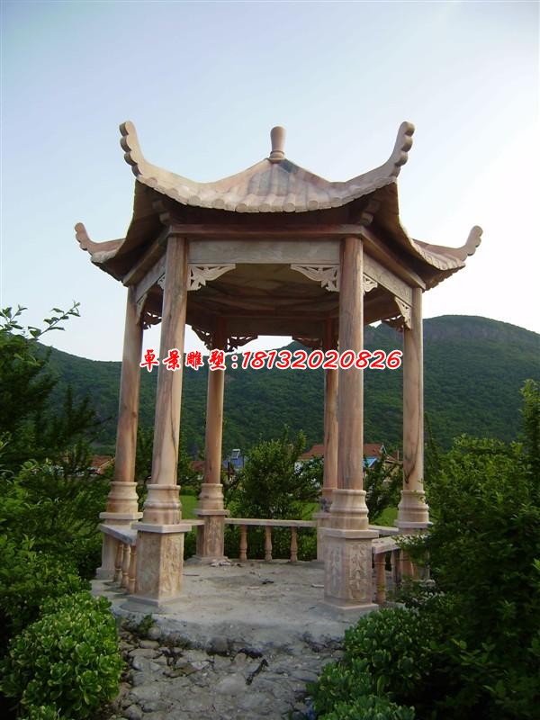 公园六角凉亭石雕