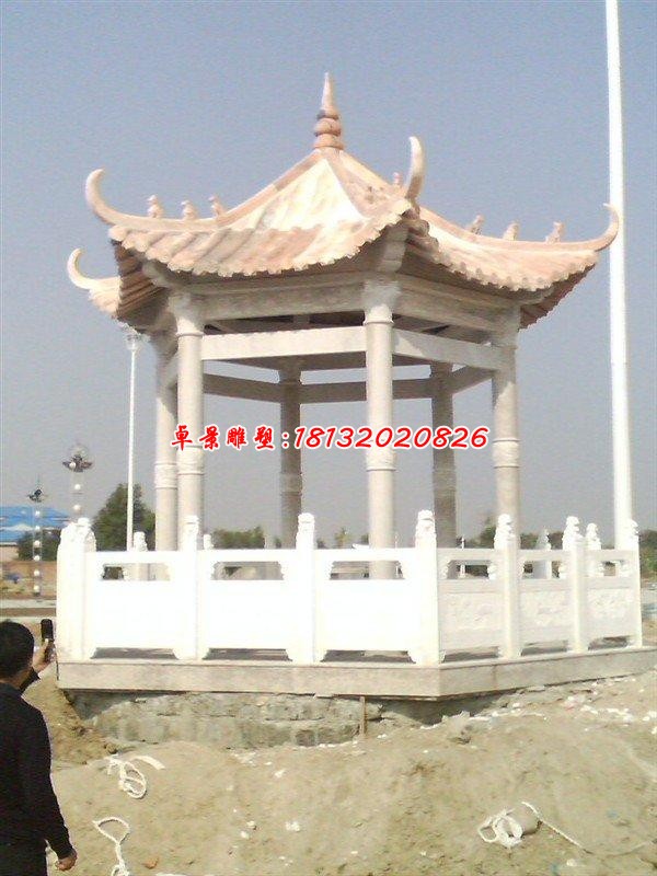 景区四角石雕凉亭