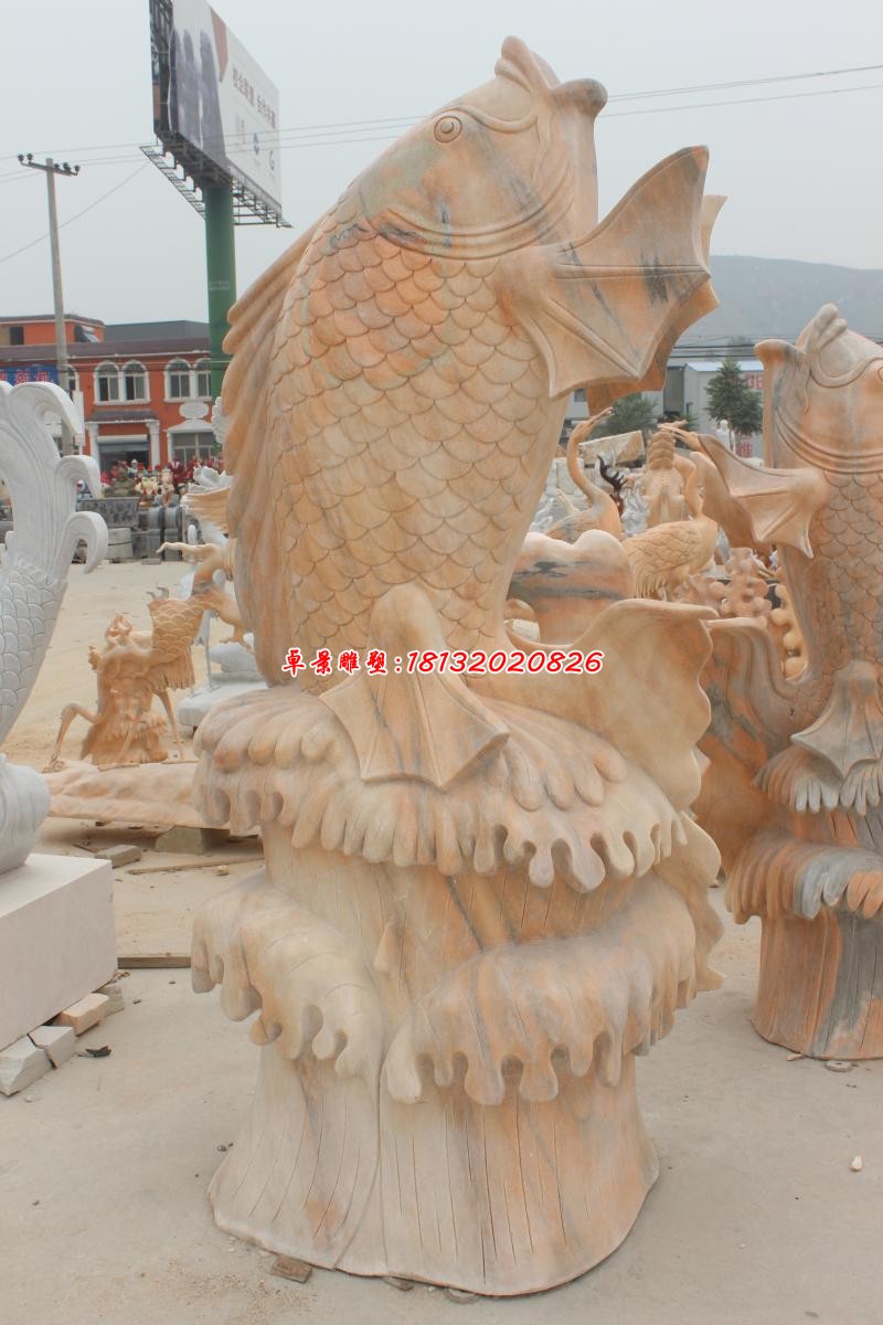 公园石雕喷泉鱼雕塑 