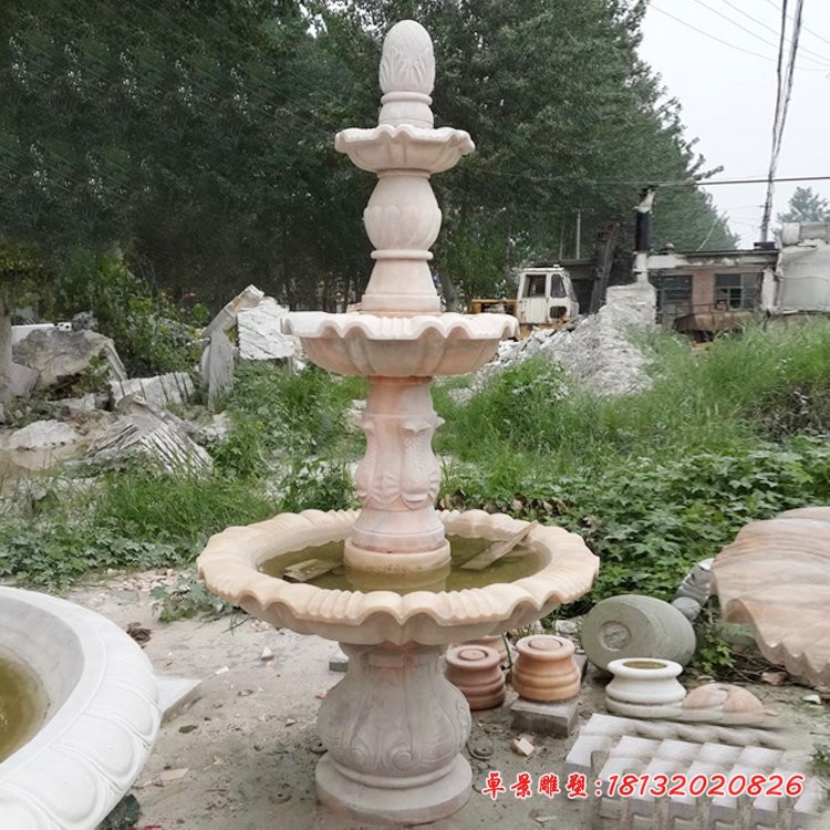 石雕三层喷泉别墅景观摆件