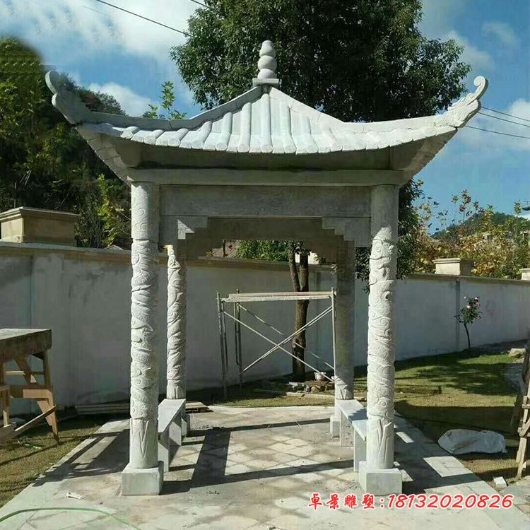 石雕四角凉亭    公园景观摆件 