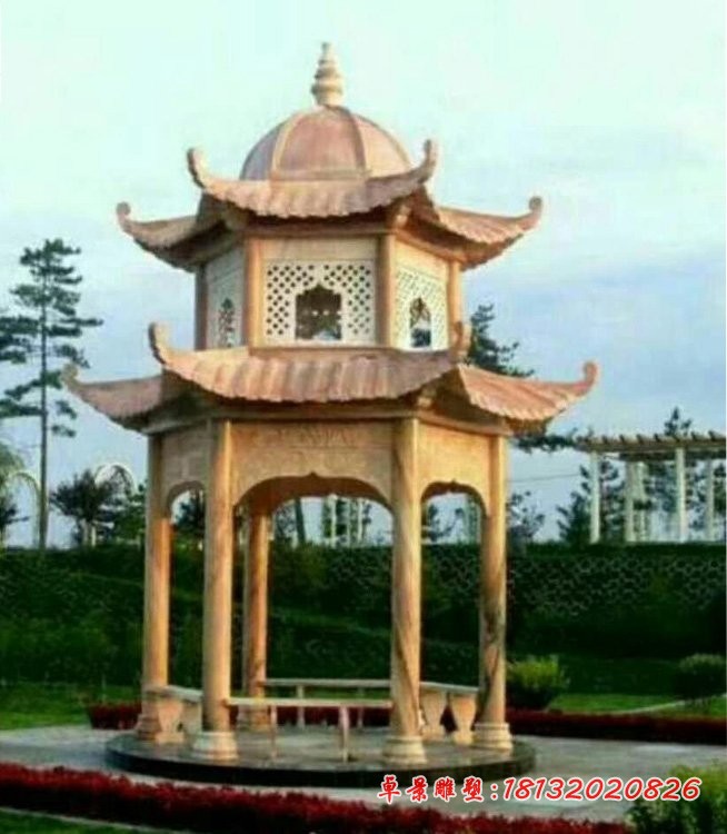 石雕圆顶凉亭     公园景观雕塑 