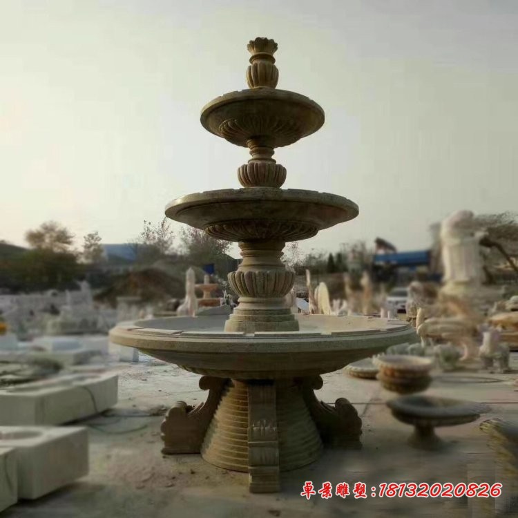 三层喷泉石雕 公园景观石雕  