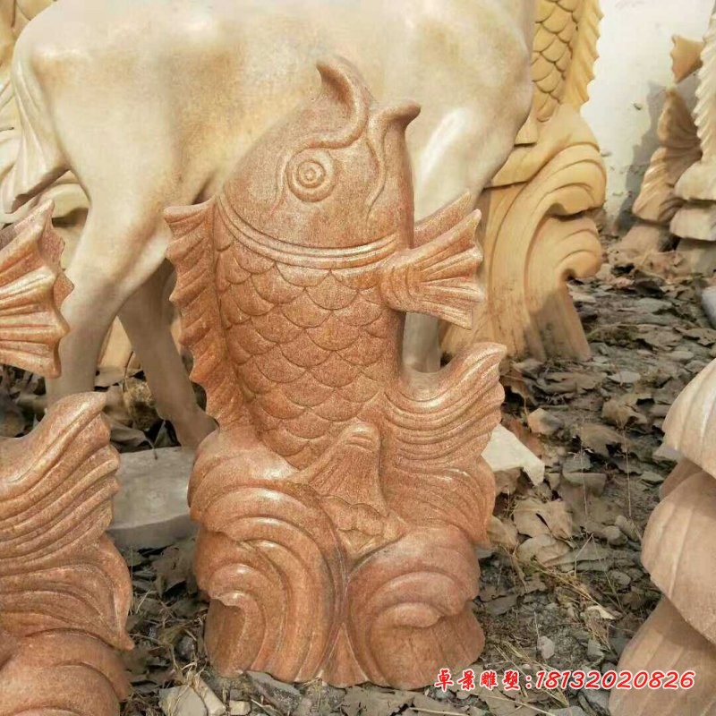 晚霞红鱼 石雕动物动物雕塑 