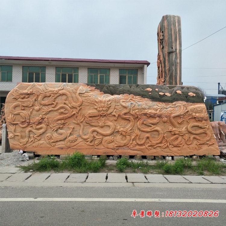 晚霞红龙龟景观石 石雕企业门口摆件