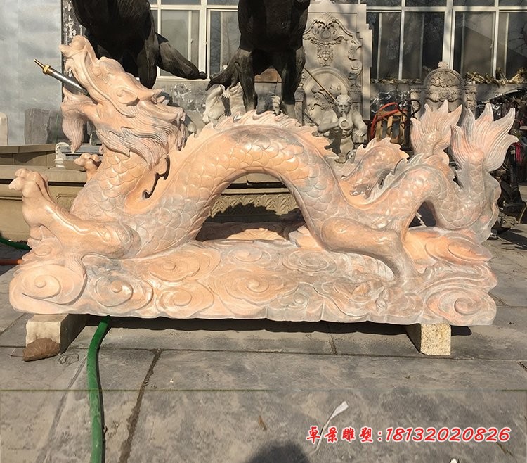 晚霞红双龙石雕 园林景观石雕 