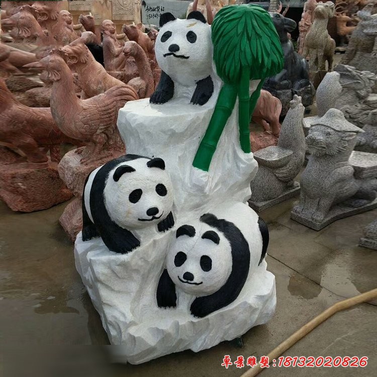 熊猫雕塑，动物石雕