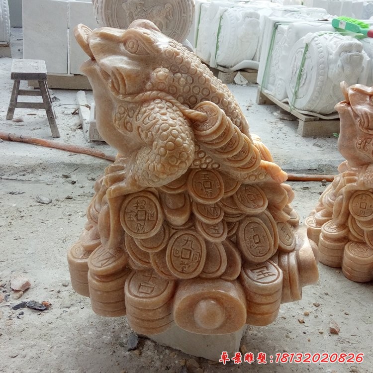 招财金蟾石雕，喷水金蟾石雕 