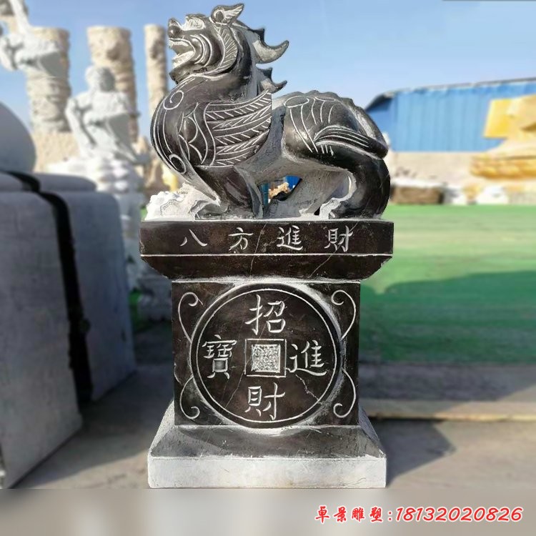 招财进宝石雕，青石貔貅雕塑