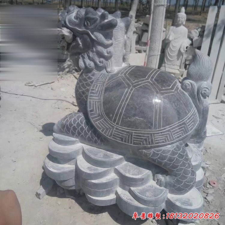 招财龙龟雕塑，石雕龙龟