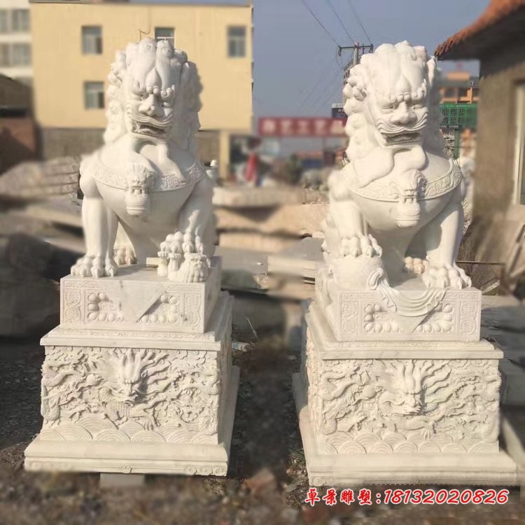 汉白玉门口狮子石雕