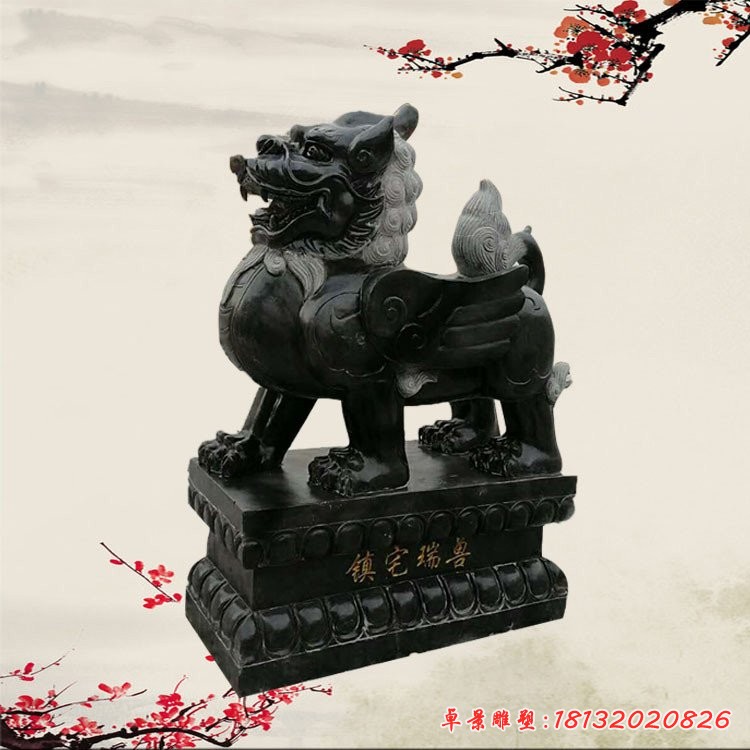 镇宅瑞兽石雕，青石貔貅雕塑 