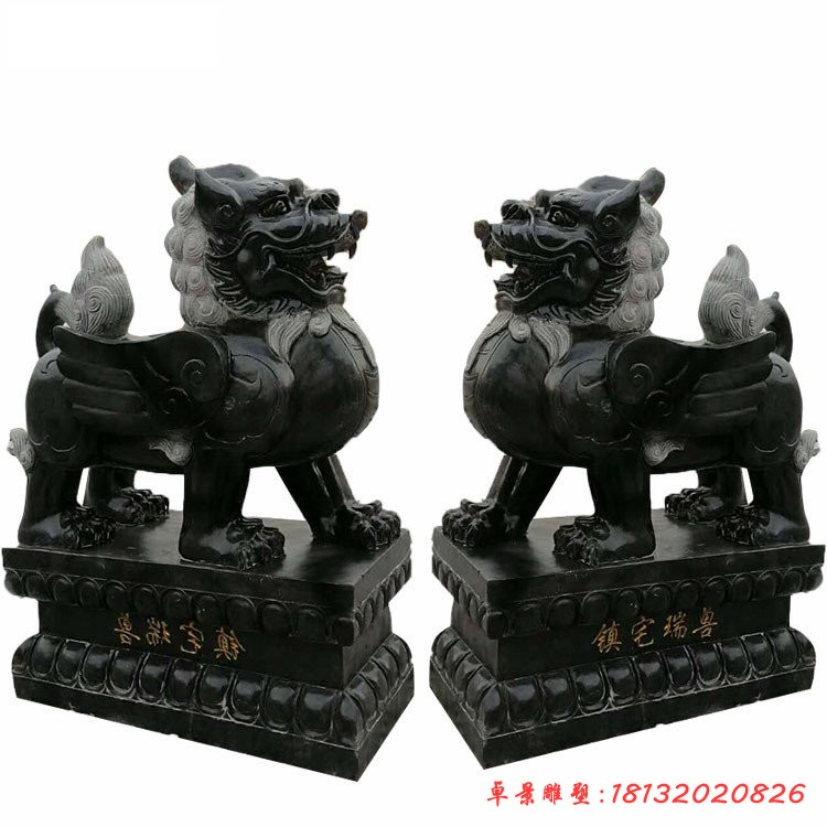 镇宅瑞兽石雕，青石貔貅雕塑 