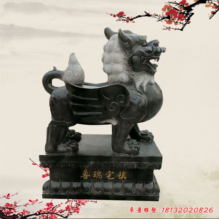 镇宅瑞兽石雕，青石貔貅雕塑