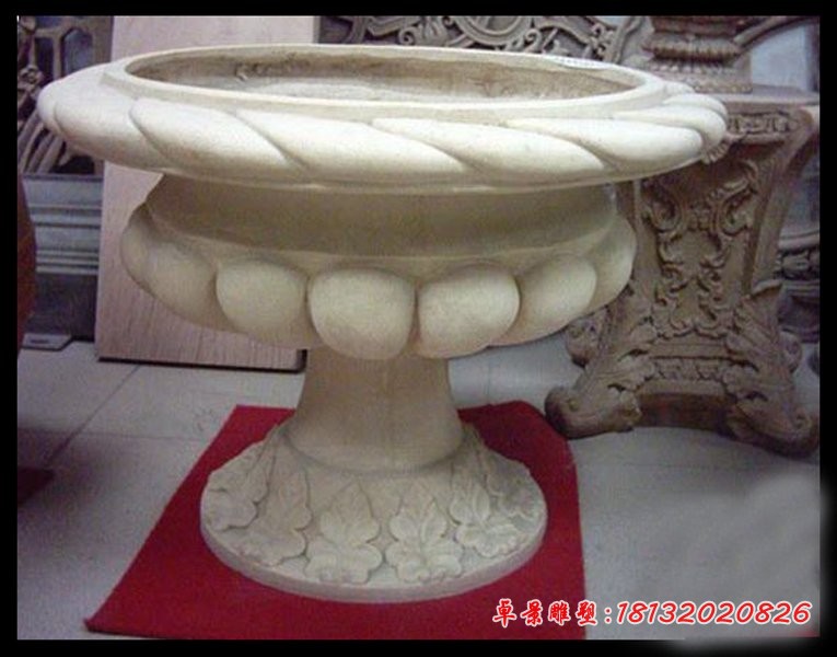 别墅砂岩花盆雕塑，石雕花盆