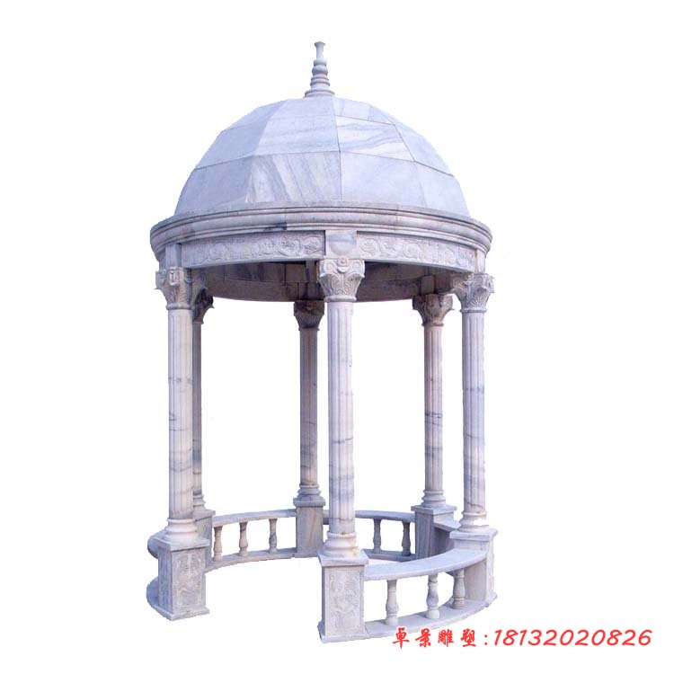 别墅欧式凉亭石雕  大理石圆顶凉亭石雕