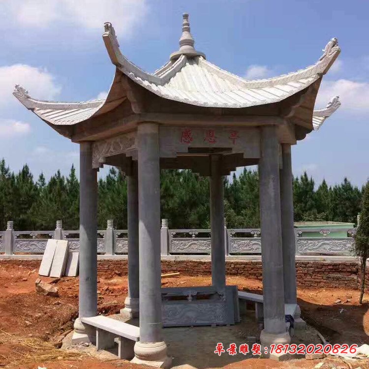 大理石六角凉亭石雕校园石雕凉亭
