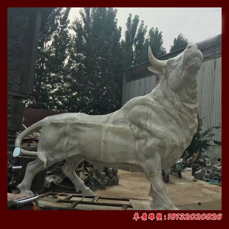 大理石牛雕塑，公园石雕牛