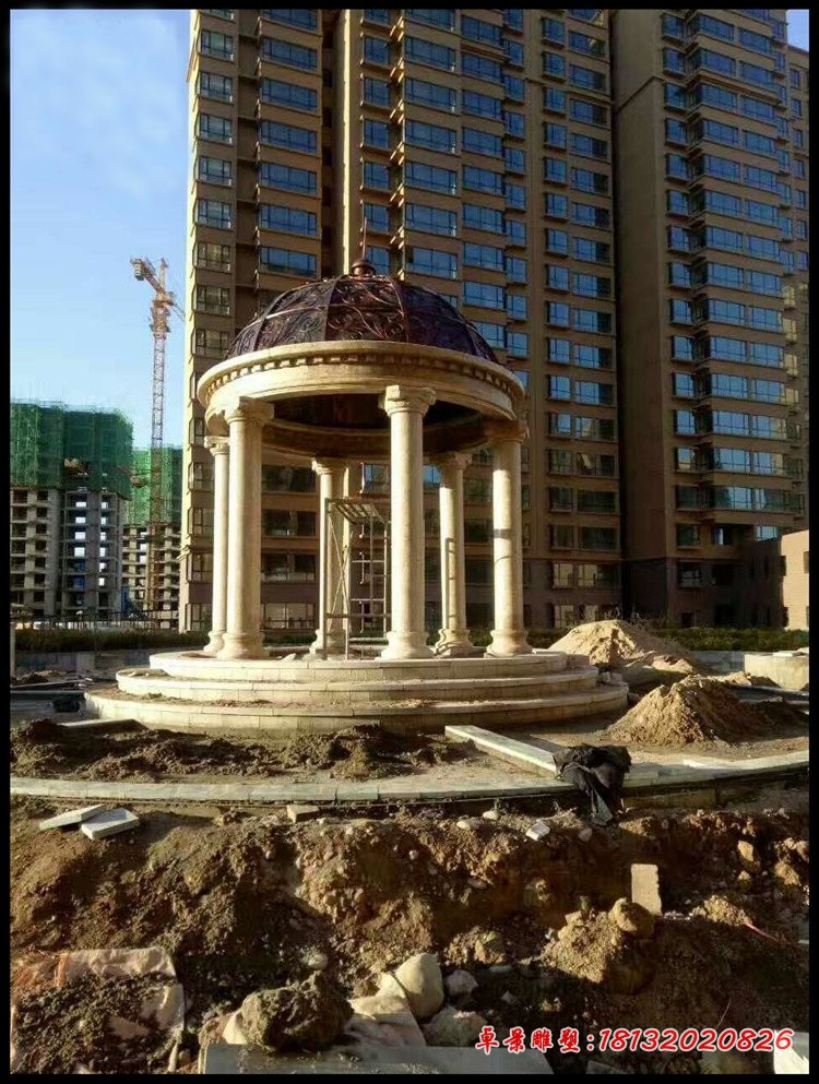 大理石欧式凉亭石雕，小区石雕凉亭 