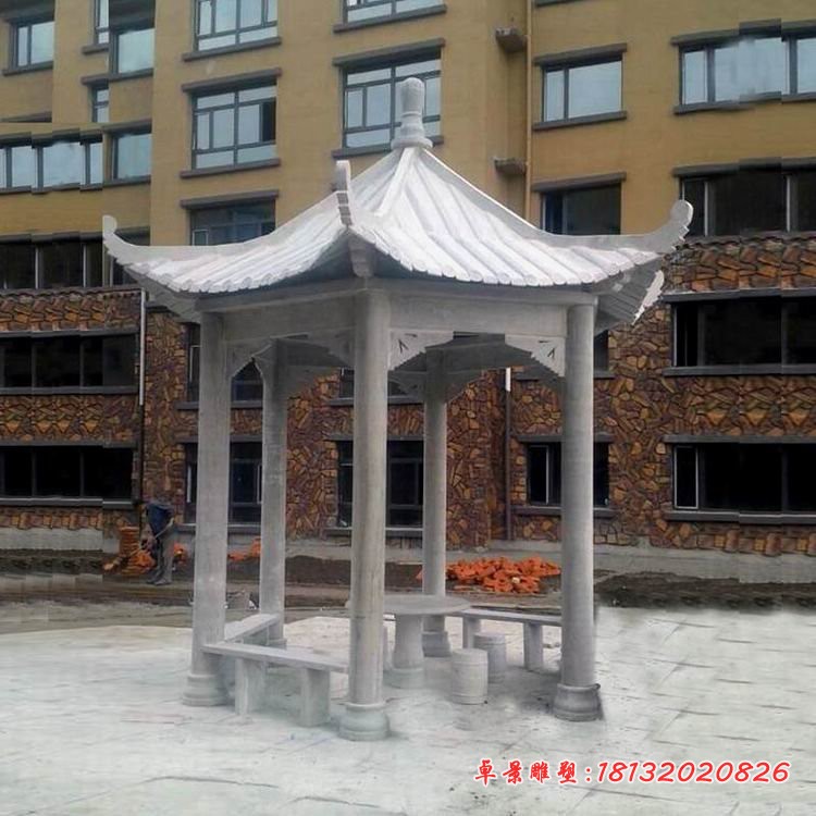 大理石小区六角凉亭  景观石雕