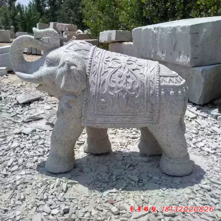 大理石小象雕塑，企业招财小象石雕