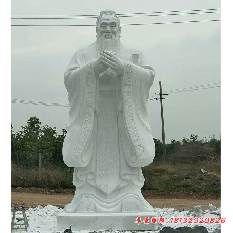 大理石校园孔子石雕，孔子行教像石雕 (3)