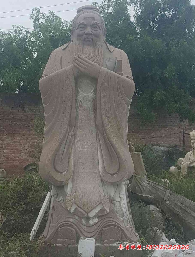 大理石校园孔子石雕，孔子行教像石雕 (2)