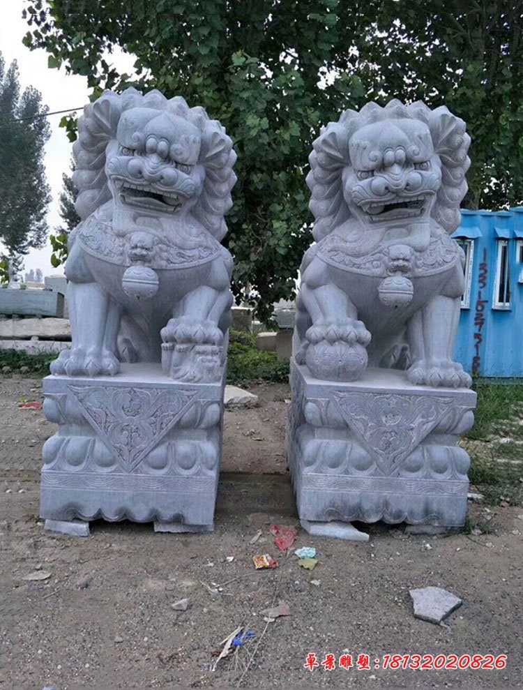 仿古北京狮石雕，门口看门石狮子雕塑 