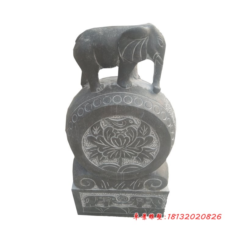 仿古大象门墩石雕，门口抱鼓石雕塑