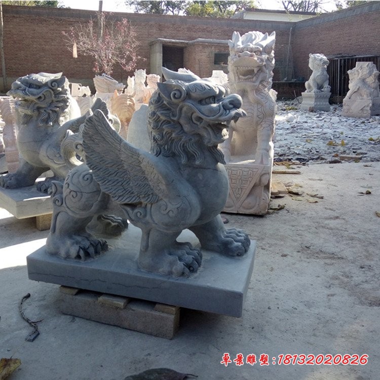 仿古貔貅石雕门口镇宅貔貅雕像 (2)