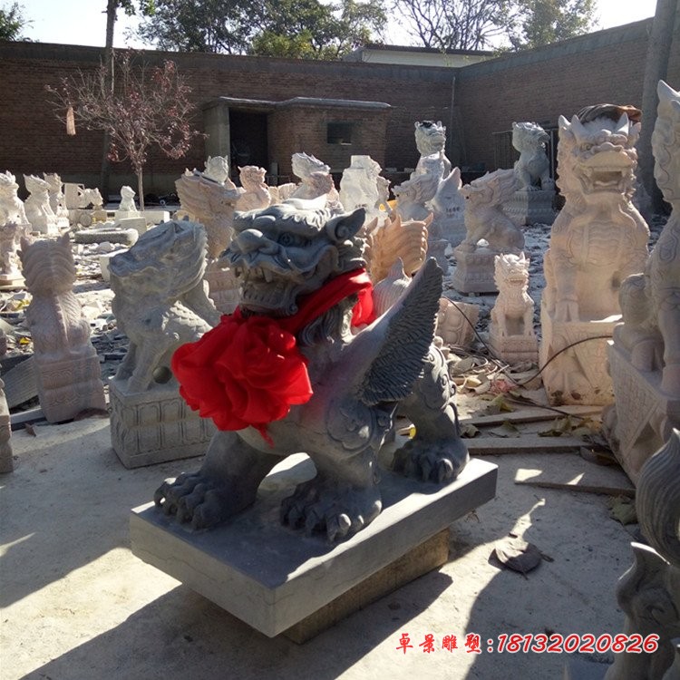 仿古貔貅石雕门口镇宅貔貅雕像 (4)