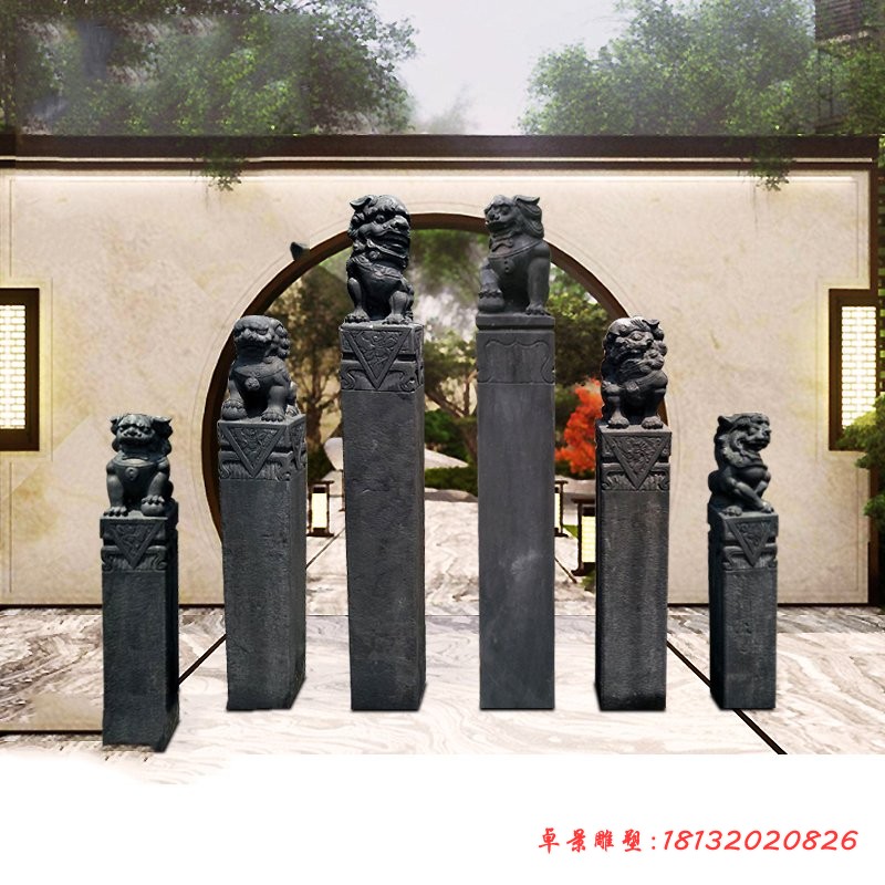 仿古拴马柱石雕公园文化柱石雕